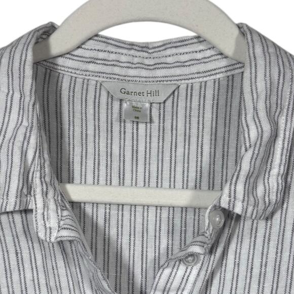 Women's Garnet Hill Striped Sleeveless Button-Front Linen Shirt Dress - Size 8 - Picture 3 of 5